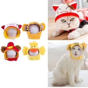 Funny Cat Hat Cartoon Duck Tiger Cosplay Costume Headgear Cute Pets Dog Cap Puppy Kitten Dress Up Accessories (Color: Tiger)