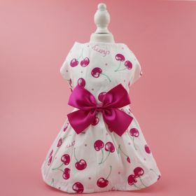 Summer Dog Dress; Pet Clothes With Bow Floral Pattern; Dog Skirt For Small & Medium Dogs (Color: Dark Pink, size: L)