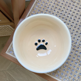 Ceramic Cat Bowl DogFood Basin Oblique Mouth Anti-tumble